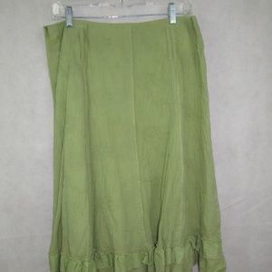 Angela Plus Skirt Size 1X 2X Ruffle Green Zippered